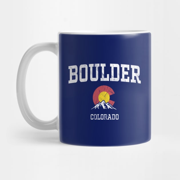 Boulder Colorado CO Vintage Athletic Mountains by TGKelly